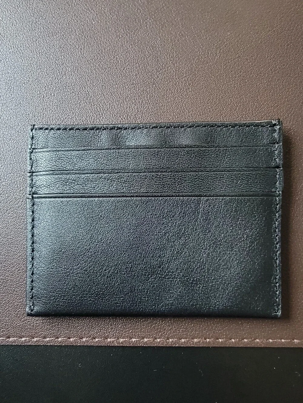 Rare Coach Black Leather Card Holder with Lime Logo